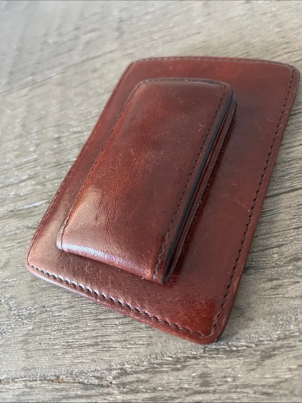 Bosca 1911 Cognac Leather Front Pocket  Wallet